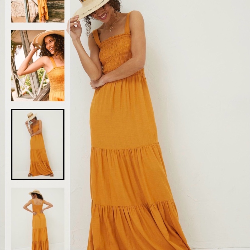 Fat Face Mustard Maxi Dress
